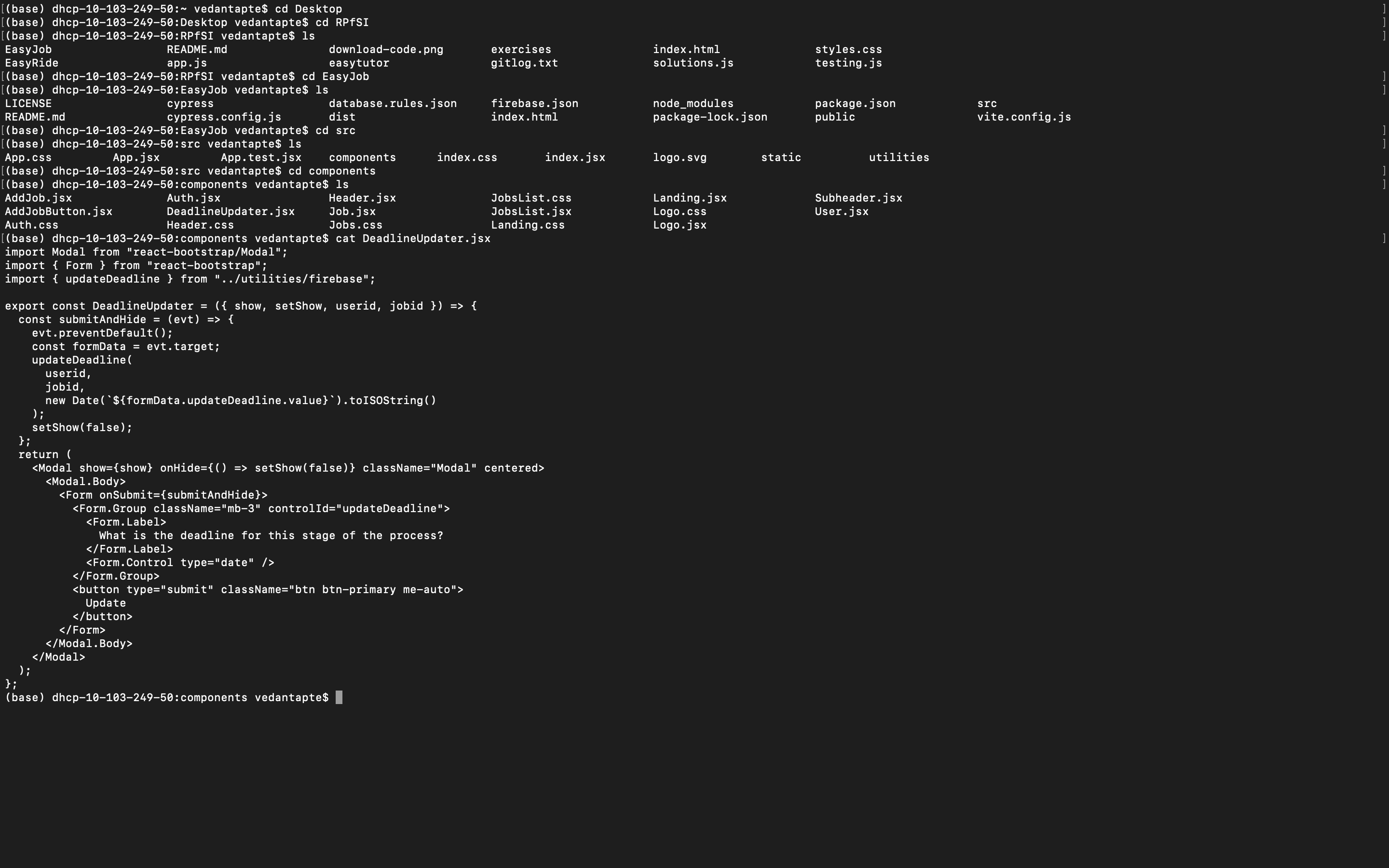 A screenshot of a simple shell (terminal)
